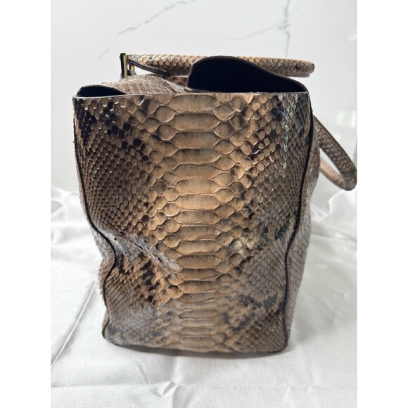 RARE 2015 Michael Kors Collection Brown Black Large Miranda Python Leather Tote - Picture 9 of 16